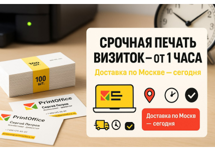 Срочная печать визиток с доставкой по Москве в Москве