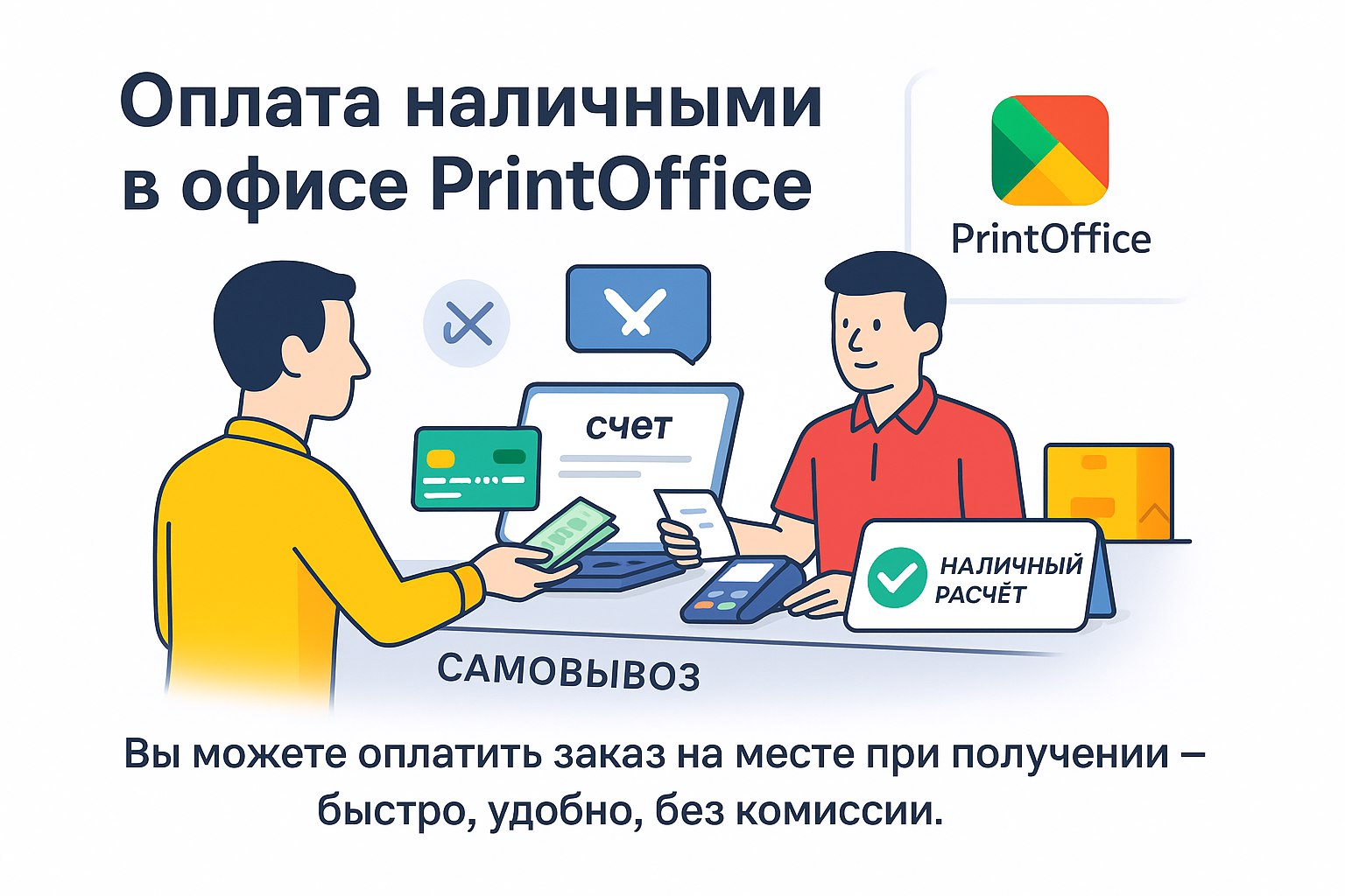 Оплата наличными в офисе принт офис