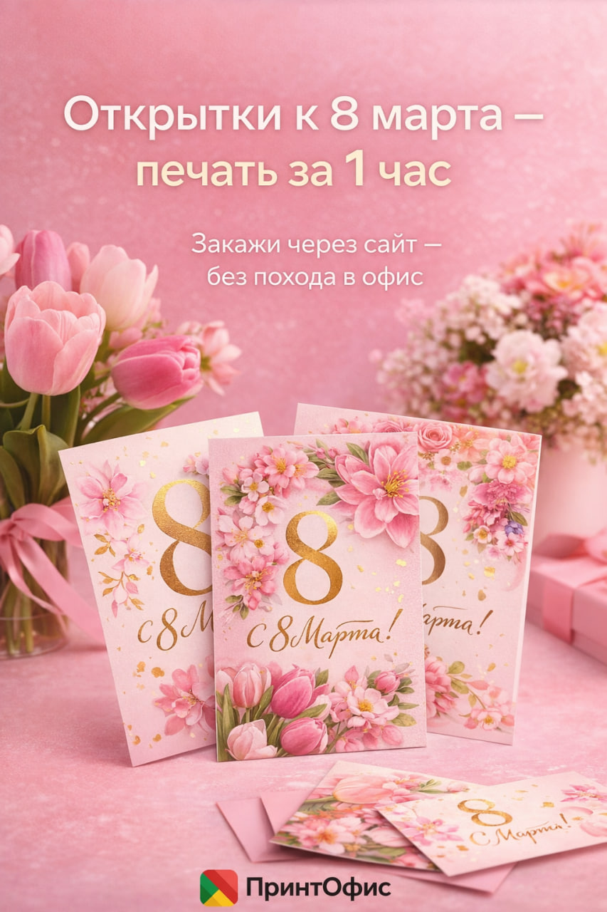 Открытки к 8 марта — печать за 1 час
